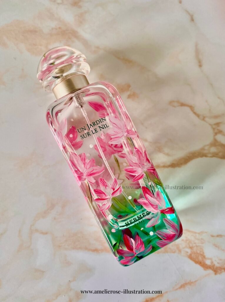 Perfume bottle painted Hermes brand activation France PAris